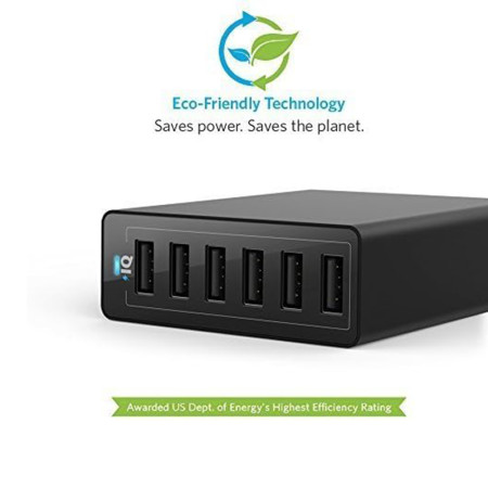 Incarcator Priza 6 x USB, 60W, PowerIQ,  Anker, Black