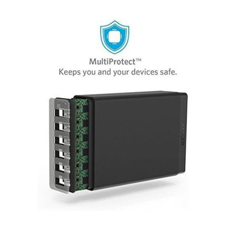 Incarcator Priza 6 x USB, 60W, PowerIQ,  Anker, Black