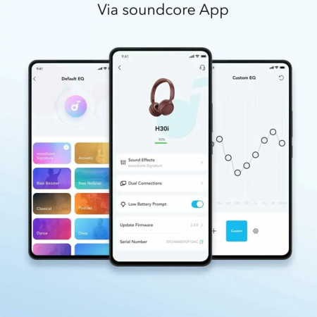 Casti Bluetooth Anker 5.3, pliabile, SoundCore H30i, Black