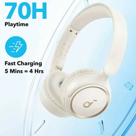 Casti Anker Bluetooth 5.3, pliabile, SoundCore H30i, White