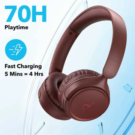 Casti Bluetooth Anker, 5.3, pliabile, SoundCore H30i, Red