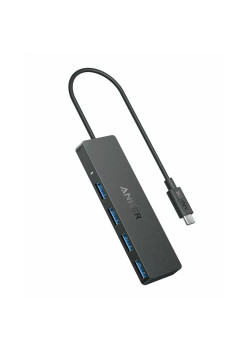 Hub Anker, Stație de andocare, Tip-C la 4x USB, 5Gbps, Plug-and-Play, 20cm, Negru