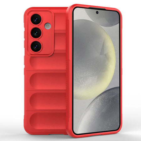 Husa Antisoc pentru Samsung Galaxy S24 FE, Margini Striate, Magic Shield, Red