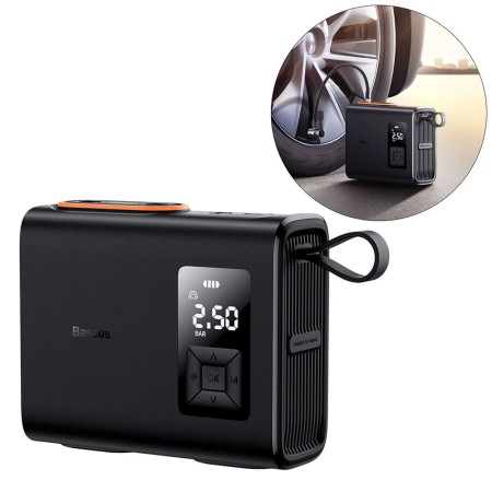 Compresor Auto cu Display si Lanterna - Baseus (CRNL060001) - Black