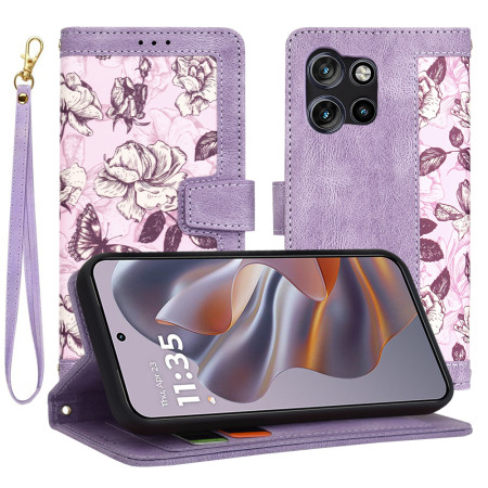 Husa FlipCraft pentru Motorola Edge 50 Neo / Motorola ThinkPhone 25 - Protectie 360, Design Floral, Mysterious Purple