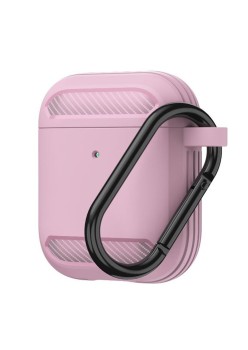 Husa pentru AirPods 1 / AirPods 2 - Techsuit Carbon Silicone - Pink