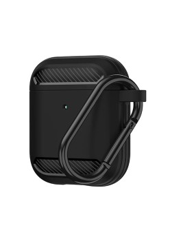 Husa pentru AirPods 1 / AirPods 2 - Techsuit Carbon Silicone - Black