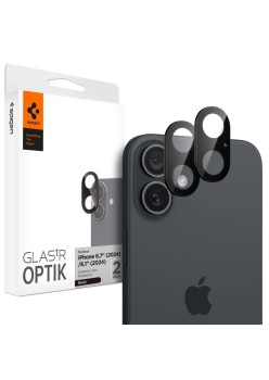 Folie Camera pentru iPhone 16 / iPhone 16 Plus (set 2) - Spigen Glas.tR Optik - Black