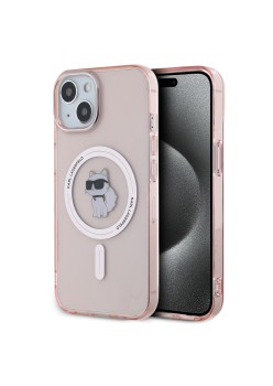Husa pentru iPhone 15 / iPhone 14 / iPhone 13 - Karl Lagerfeld IML MagSafe (KLHMP14SHFCCNOP) - Pink Choupette