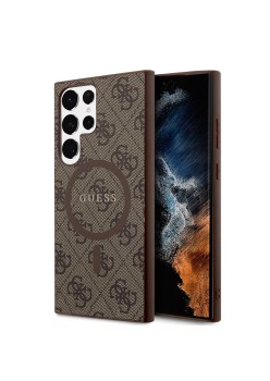 Husa pentru Samsung Galaxy S24 Ultra - Guess 4G Collection Leather MagSafe (GUHMS24LG4GFRW) - Brown