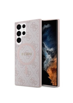 Husa pentru Samsung Galaxy S24 Ultra - Guess 4G Collection Leather MagSafe (GUHMS24LG4GFRP) - Pink