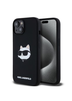 Husa pentru iPhone 15 / iPhone 14 / iPhone 13 - Karl Lagerfeld Silicone MagSafe (KLHMP15SSCHPPLK) - Choupette Head