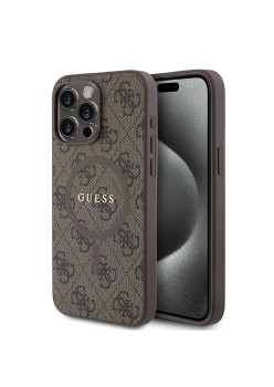 Husa pentru iPhone 15 Pro Max - Guess 4G Collection Leather MagSafe (GUHMP15XG4GFRW) - Brown