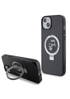 Husa pentru iPhone 15 / iPhone 14 / iPhone 13 - Karl Lagerfeld Hardcase Ring Stand MagSafe (KLHMP14SHMRSKCK) - KarlandChoupette