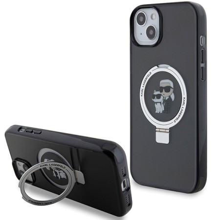 Husa pentru iPhone 15 / iPhone 14 / iPhone 13 - Karl Lagerfeld Hardcase Ring Stand MagSafe (KLHMP14SHMRSKCK) - KarlandChoupette