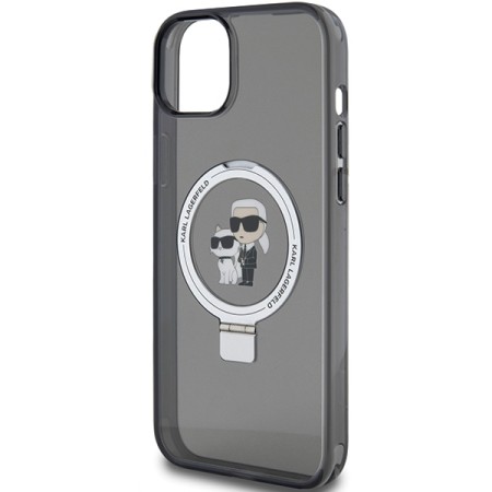 Husa pentru iPhone 15 / iPhone 14 / iPhone 13 - Karl Lagerfeld Hardcase Ring Stand MagSafe (KLHMP14SHMRSKCK) - KarlandChoupette