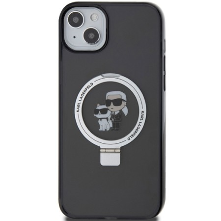 Husa pentru iPhone 15 / iPhone 14 / iPhone 13 - Karl Lagerfeld Hardcase Ring Stand MagSafe (KLHMP14SHMRSKCK) - KarlandChoupette