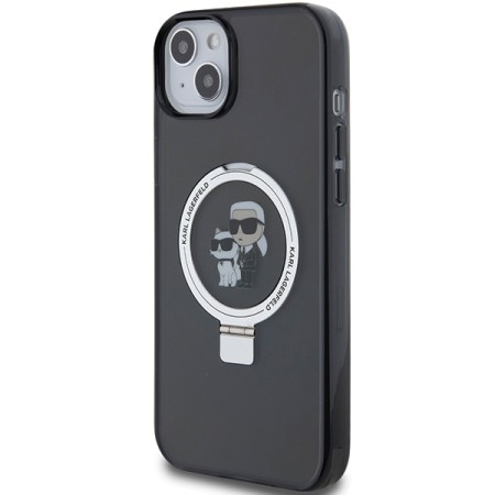 Husa pentru iPhone 15 / iPhone 14 / iPhone 13 - Karl Lagerfeld Hardcase Ring Stand MagSafe (KLHMP14SHMRSKCK) - KarlandChoupette