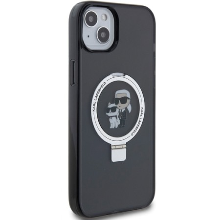 Husa pentru iPhone 15 / iPhone 14 / iPhone 13 - Karl Lagerfeld Hardcase Ring Stand MagSafe (KLHMP14SHMRSKCK) - KarlandChoupette