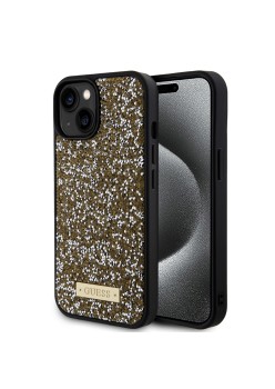 Husa pentru iPhone 15 / iPhone 14 / iPhone 13 - Rhinestone Metal Logo (GUHCP15SPFGSBSD) - Yellow
