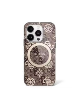 Husa pentru iPhone 16 Pro - Guess IML Peony On 4G Background MagSafe (GUHMP16LH4PYEEW) - Brown