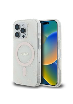 Husa pentru iPhone 16 Pro Max - Guess IML 4G Background MagSafe (GUHMP16XH4DTEH) - White