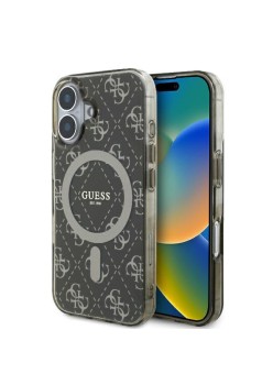 Husa pentru iPhone 16 - Guess IML 4G Background MagSafe (GUHMP16SH4DTEW) - Brown