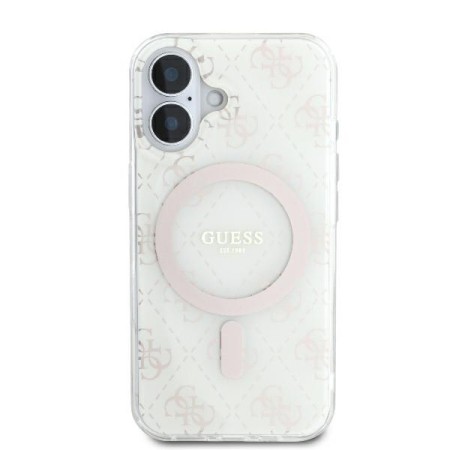 Husa pentru iPhone 16 - Guess IML 4G Background MagSafe (GUHMP16SH4DTEH) - White