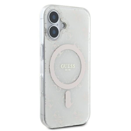 Husa pentru iPhone 16 - Guess IML 4G Background MagSafe (GUHMP16SH4DTEH) - White