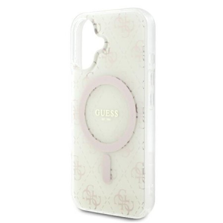 Husa pentru iPhone 16 - Guess IML 4G Background MagSafe (GUHMP16SH4DTEH) - White