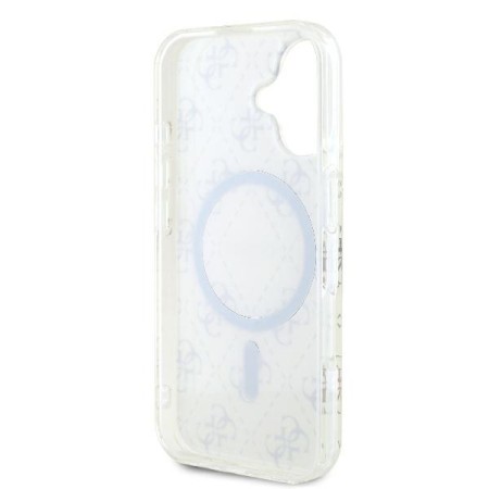 Husa pentru iPhone 16 - Guess IML 4G Background MagSafe (GUHMP16SH4DTEH) - White