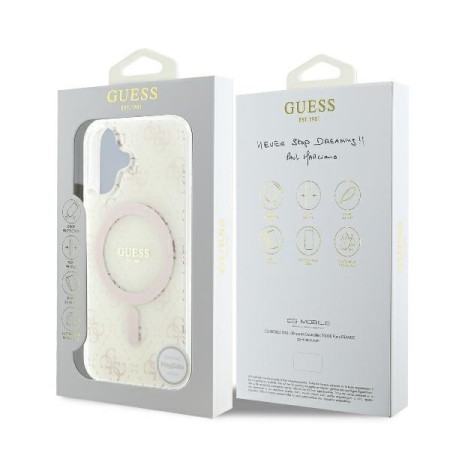 Husa pentru iPhone 16 - Guess IML 4G Background MagSafe (GUHMP16SH4DTEH) - White