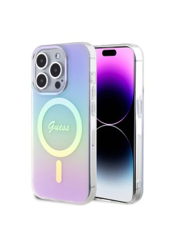 Husa pentru iPhone 15 Pro Max - Guess IML Iridescent MagSafe (GUHMP15XHITSU) - Purple