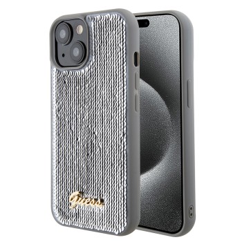 Husa pentru iPhone 15 / iPhone 14 / iPhone 13 - Sequin Script Metal (GUHCP15SPSFDGSS) - Silver