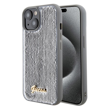 Husa pentru iPhone 15 / iPhone 14 / iPhone 13 - Sequin Script Metal (GUHCP15SPSFDGSS) - Silver