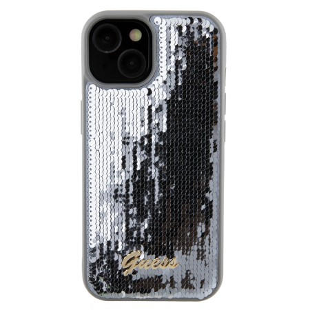 Husa pentru iPhone 15 / iPhone 14 / iPhone 13 - Sequin Script Metal (GUHCP15SPSFDGSS) - Silver