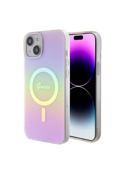Husa pentru iPhone 15 / iPhone 14 / iPhone 13 - Guess IML Iridescent MagSafe (GUHMP15SHITSP) - Pink