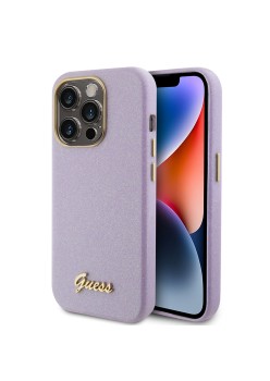 Husa pentru iPhone 15 Pro - Guess Glitter Glossy Script (GUHCP15LPGMCSL) - Light Purple