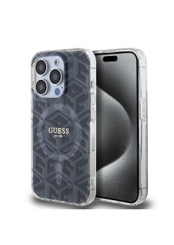 Husa pentru iPhone 15 Pro Max - Guess IML GCube MagSafe (GUHMP15XHGCUSTGK) - Black