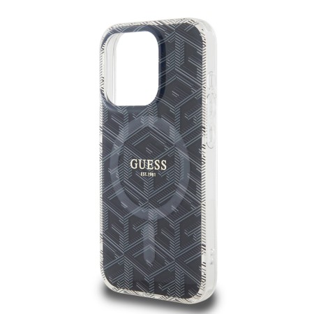 Husa pentru iPhone 15 Pro Max - Guess IML GCube MagSafe (GUHMP15XHGCUSTGK) - Black