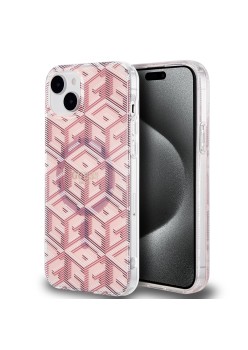 Husa pentru iPhone 15 Plus / iPhone 14 Plus - Guess IML GCube MagSafe (GUHMP15MHGCUSTGP) - Pink