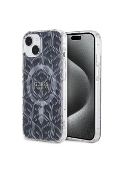Husa pentru iPhone 15 Plus / iPhone 14 Plus - Guess IML GCube MagSafe (GUHMP15MHGCUSTGK) - Black