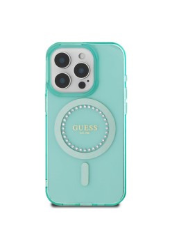 Husa pentru iPhone 16 Pro - Guess IML Rhinestones MagSafe (GUHMP16LPFTDTEN) - Green
