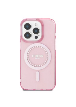 Husa pentru iPhone 16 Pro - Guess IML Rhinestones MagSafe (GUHMP16LPFTDTEP) - Pink