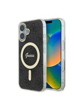 Husa pentru iPhone 16 - Guess IML 4G MagSafe (GUHMP16SH4STK) - Black