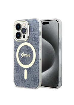 Husa pentru iPhone 15 Pro Max - Guess IML 4G MagSafe (GUHMP15XH4STB) - Blue