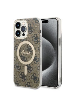 Husa pentru iPhone 15 Pro Max - Guess IML 4G MagSafe (GUHMP15XH4STW) - Brown