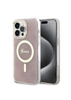 Husa pentru iPhone 15 Pro Max - Guess IML 4G MagSafe (GUHMP15XH4STP) - Pink