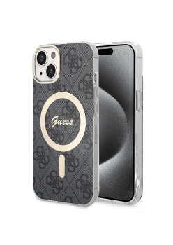 Husa pentru iPhone 15 / iPhone 14 / iPhone 13 - Guess IML 4G MagSafe (GUHMP15SH4STK) - Black