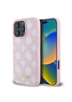 Husa pentru iPhone 16 Pro - Guess Peony Script MagSafe (GUHMP16LPGPYSP) - Pink